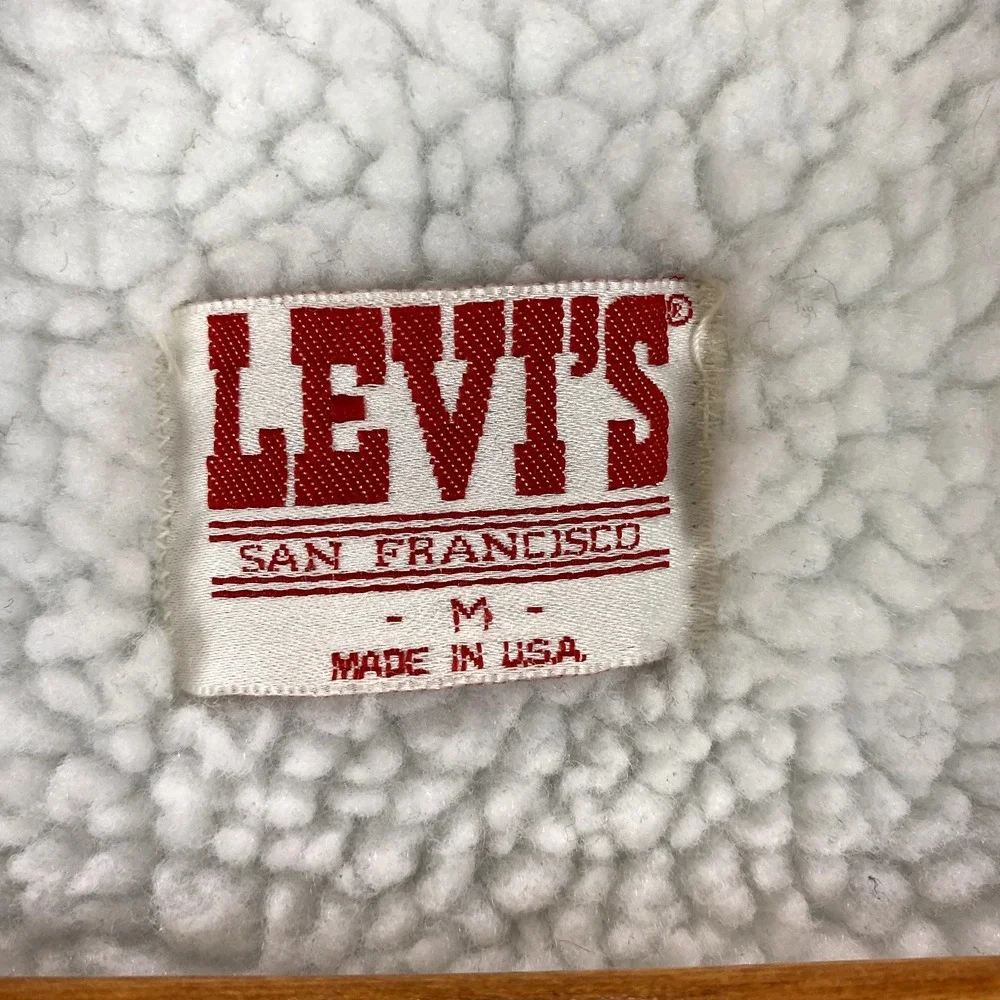 Vintage Levis Jacket Size Medium Blue Denim Sherpa Lined Trucker Type 3 USA